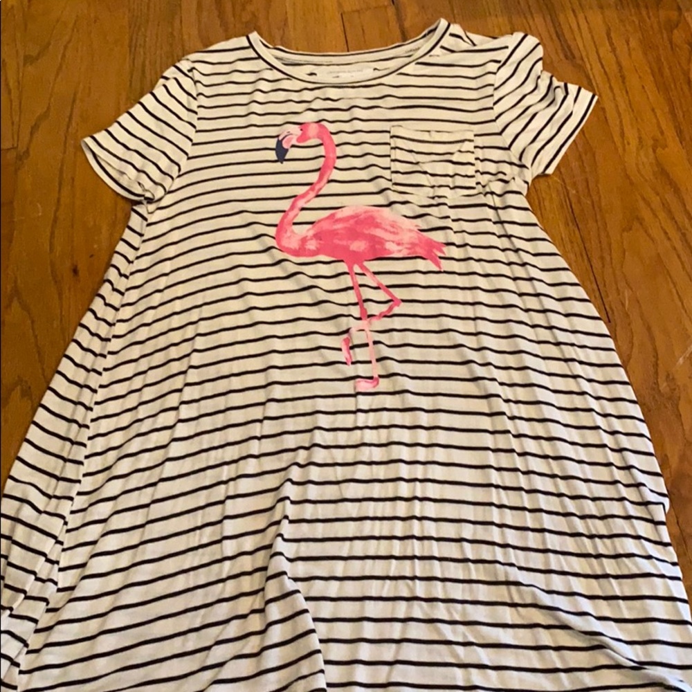 Striped shirt with flamingo
